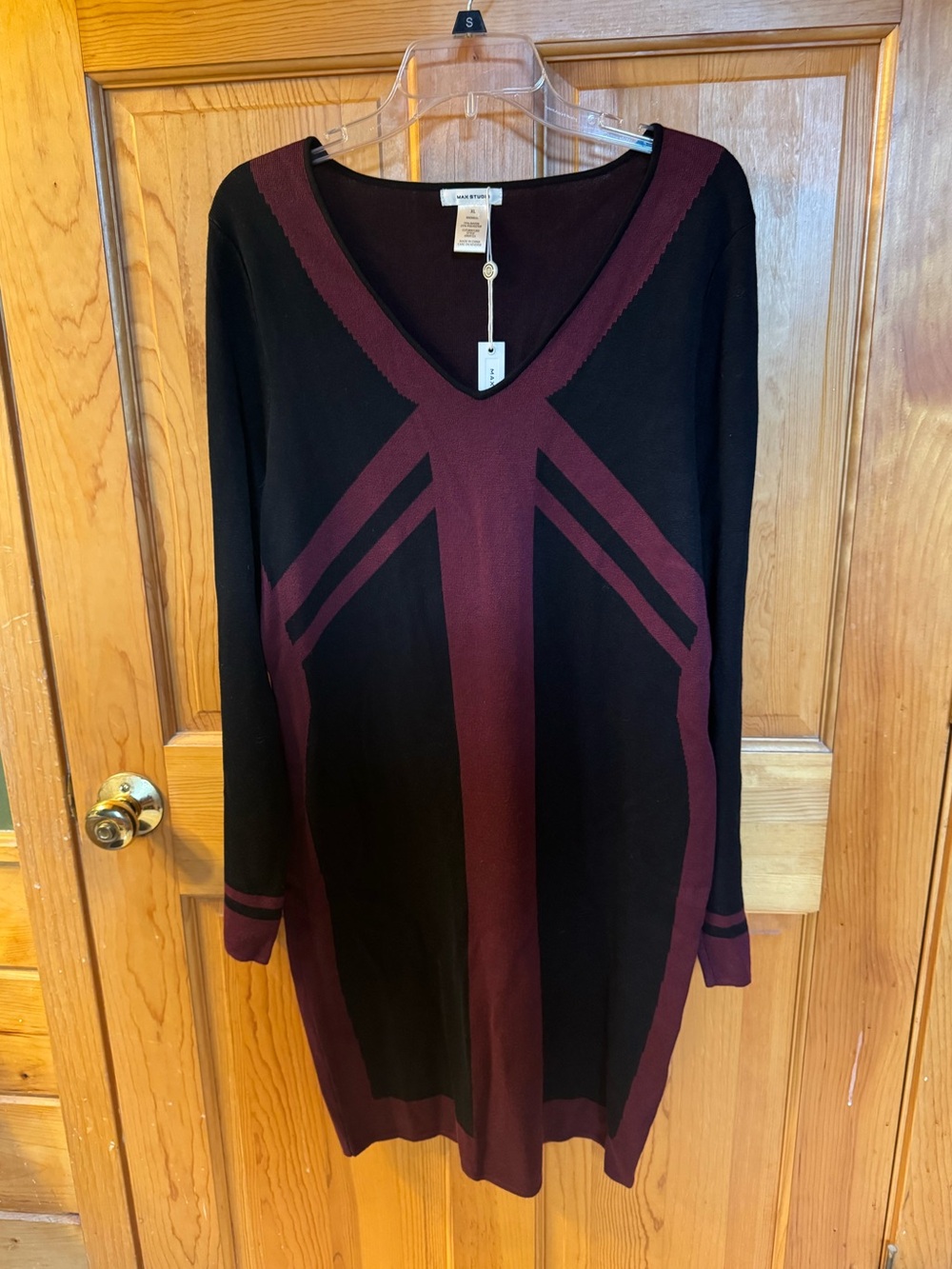 Max Studio Black and Burgundy Sweater Dress